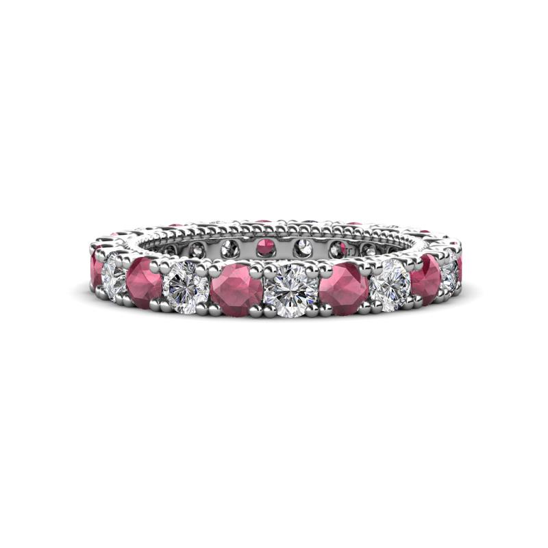Ellen 3.00 mm Rhodolite Garnet and Lab Grown Diamond Eternity Band 