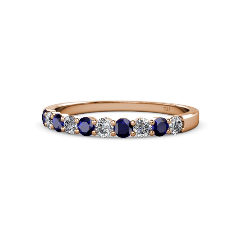 Clara 2.70 mm Blue Sapphire and Lab Grown Diamond 10 Stone Wedding Band 