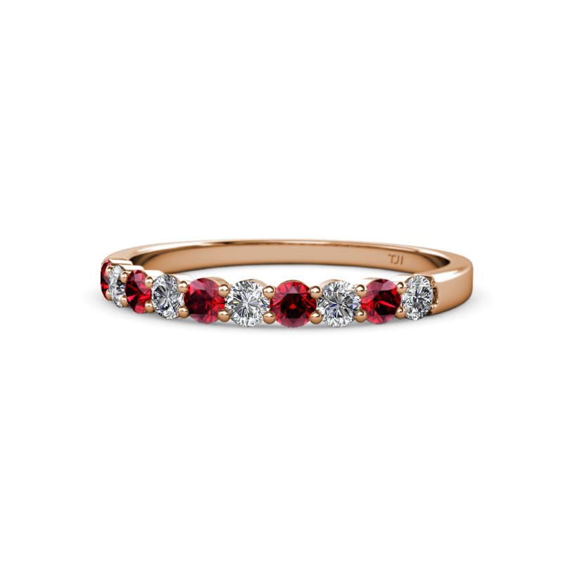 Clara 2.70 mm Ruby and Lab Grown Diamond 10 Stone Wedding Band 