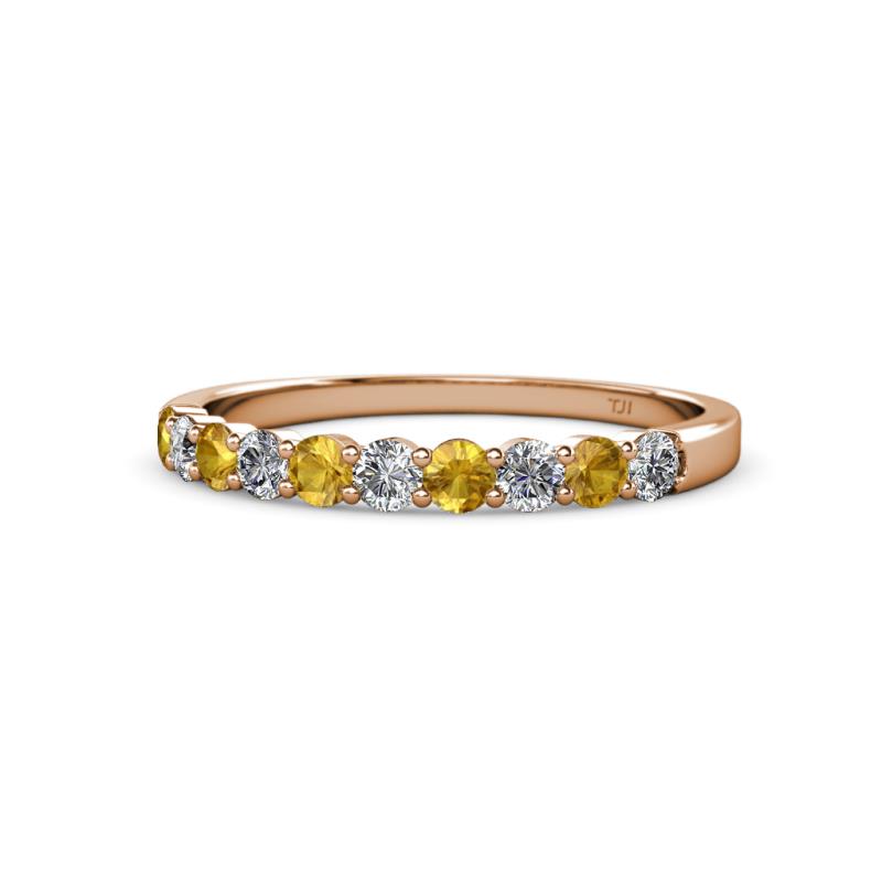 Clara 2.70 mm Citrine and Lab Grown Diamond 10 Stone Wedding Band 