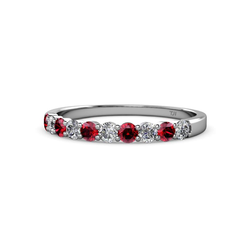 Clara 2.70 mm Ruby and Lab Grown Diamond 10 Stone Wedding Band 