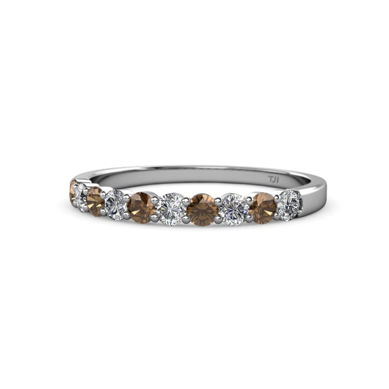 Clara 2.70 mm Smoky Quartz and Lab Grown Diamond 10 Stone Wedding Band 