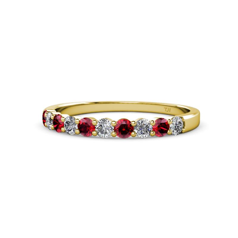 Clara 2.70 mm Ruby and Lab Grown Diamond 10 Stone Wedding Band 