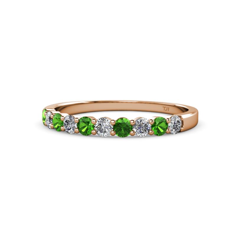 Clara 2.70 mm Green Garnet and Lab Grown Diamond 10 Stone Wedding Band 
