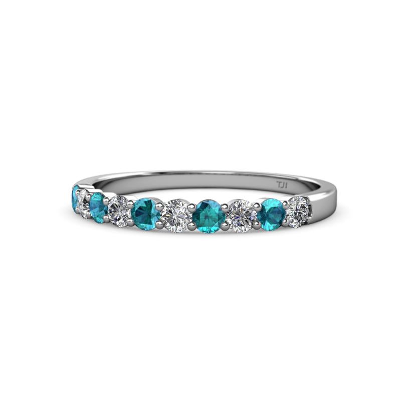 Clara 2.70 mm London Blue Topaz and Lab Grown Diamond 10 Stone Wedding Band 