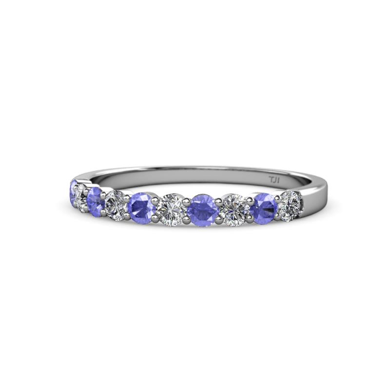 Clara 2.70 mm Tanzanite and Lab Grown Diamond 10 Stone Wedding Band 