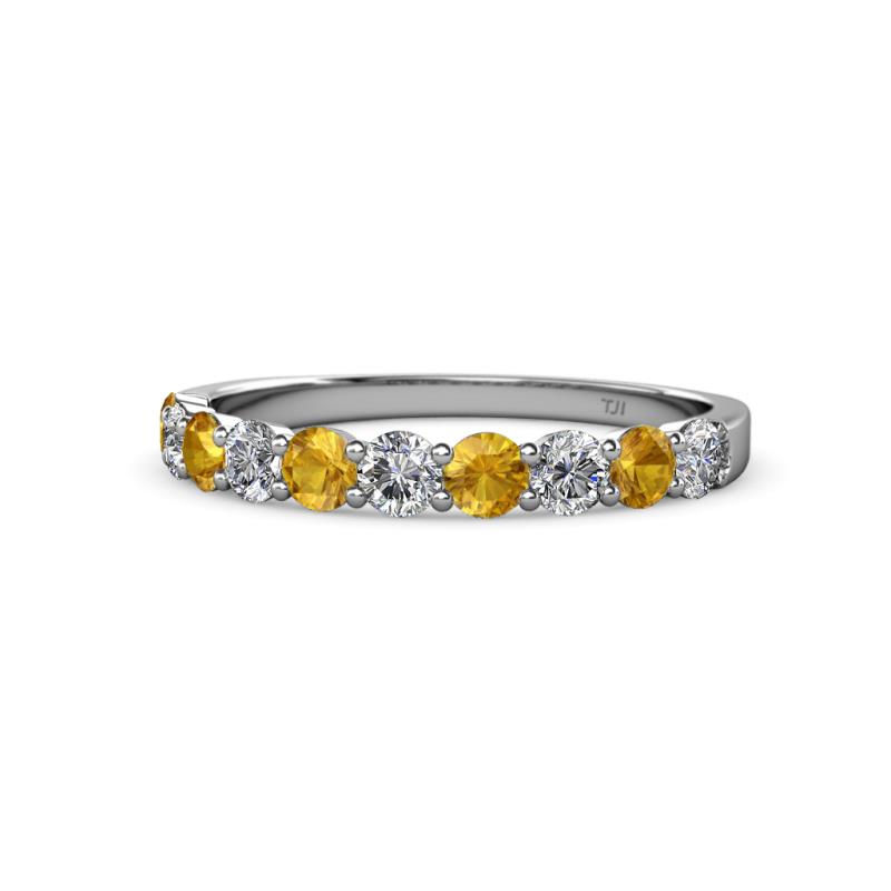 Clara 3.00 mm Citrine and Lab Grown Diamond 10 Stone Wedding Band 