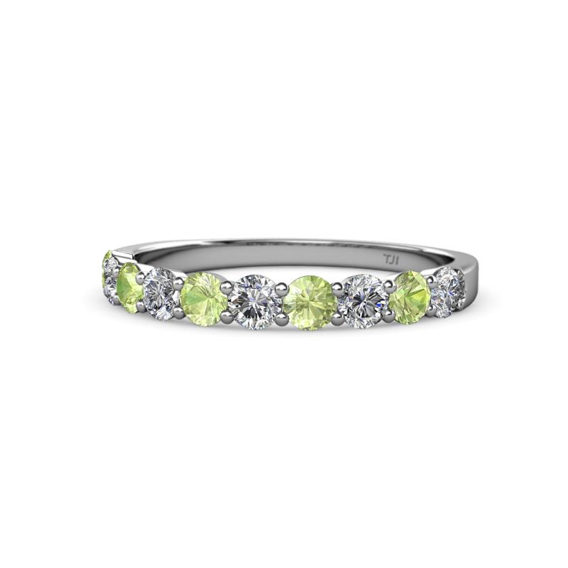 Clara 3.00 mm Peridot and Lab Grown Diamond 10 Stone Wedding Band 