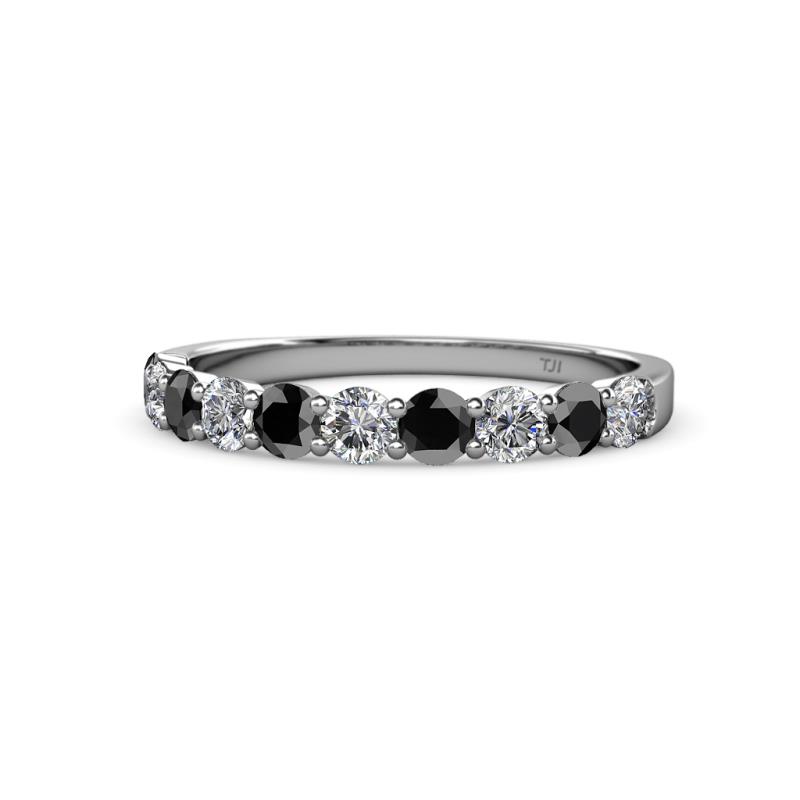Clara 3.00 mm Black Diamond and Lab Grown Diamond 10 Stone Wedding Band 