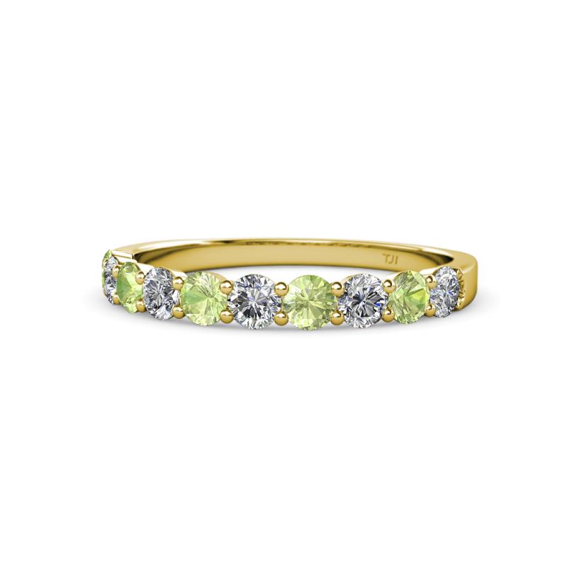 Clara 3.00 mm Peridot and Lab Grown Diamond 10 Stone Wedding Band 