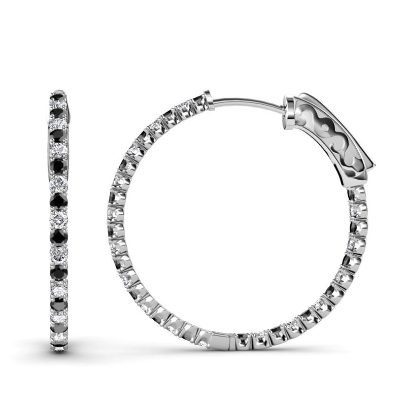 Melissa 2.92 ctw (2.30 mm) Inside Outside Round Black Diamond and Lab Grown Diamond Eternity Hoop Earrings 