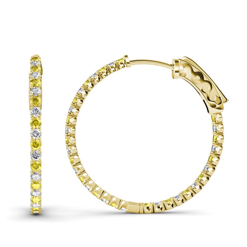 Melissa 3.00 ctw (2.30 mm) Inside Outside Round Yellow Sapphire and Lab Grown Diamond Eternity Hoop Earrings 