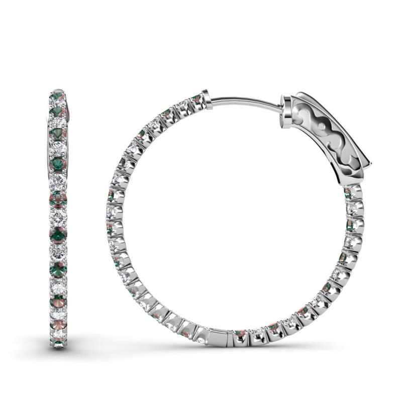 Melissa 3.08 ctw (2.30 mm) Inside Outside Round Created Alexandrite and Lab Grown Diamond Eternity Hoop Earrings 