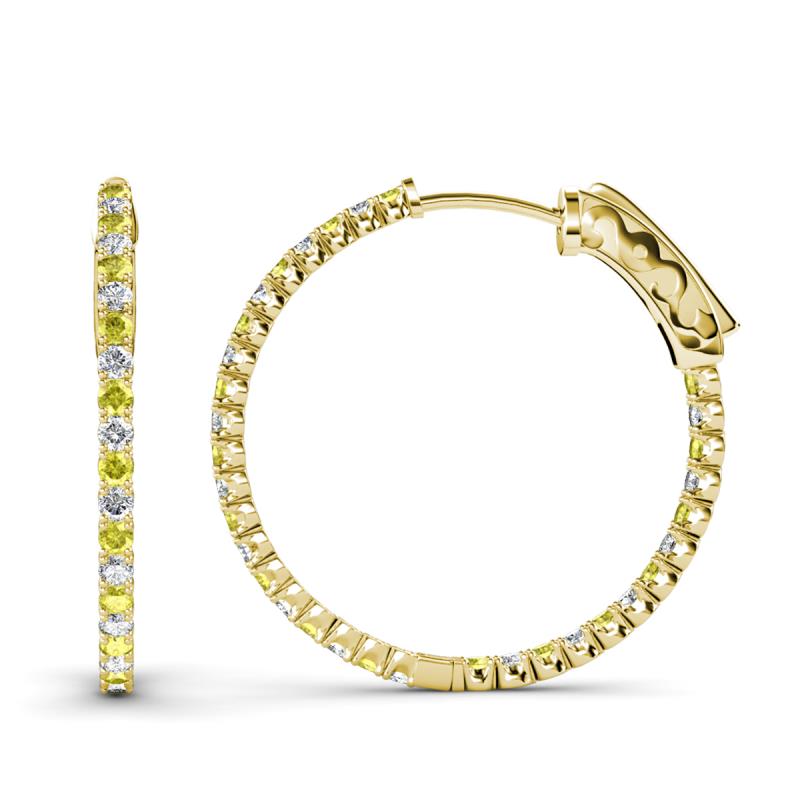 Melissa 3.00 ctw (2.30 mm) Inside Outside Round Yellow Diamond and Lab Grown Diamond Eternity Hoop Earrings 