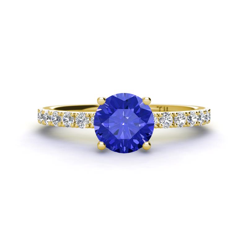 Lillian Desire 6.50 mm Round Tanzanite and Diamond Engagement Ring 