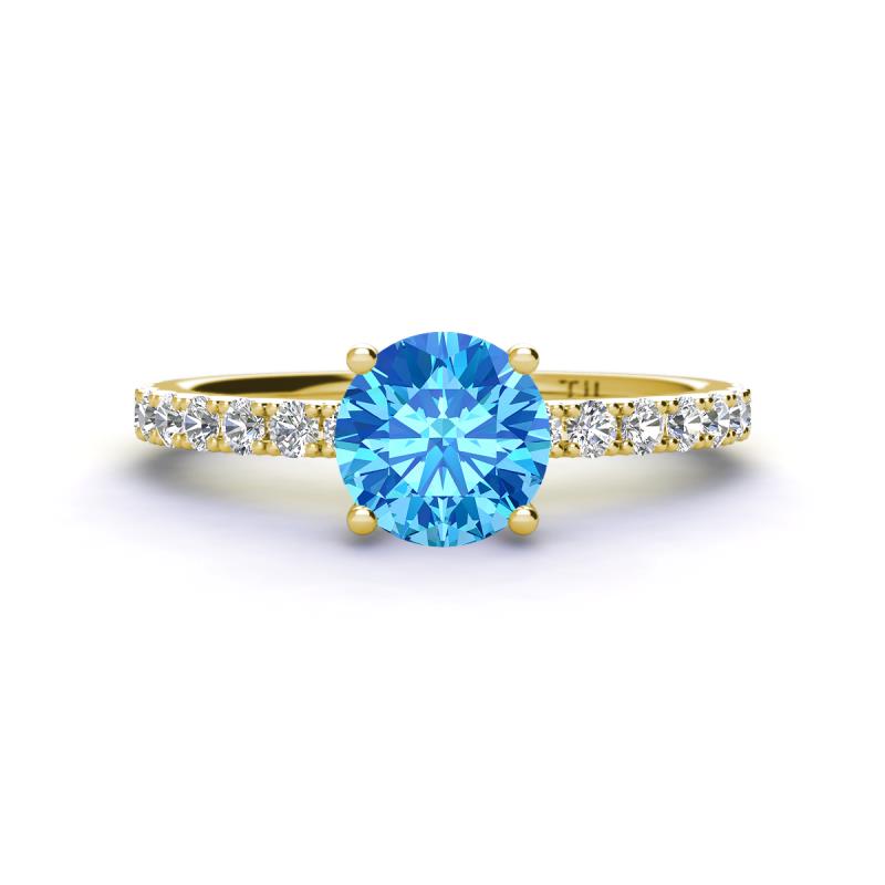 Lillian Desire 6.50 mm Round Blue Topaz and Diamond Engagement Ring 