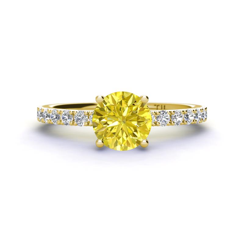 Lillian Desire 6.50 mm Round Yellow and White Diamond Engagement Ring 