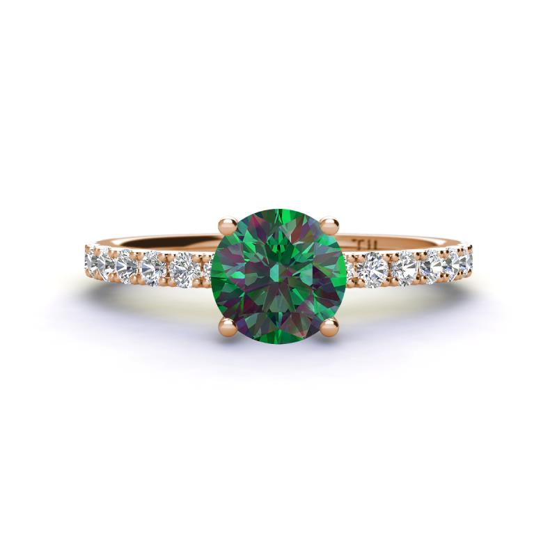 Lillian Desire 6.50 mm Round Diamond and Lab Created Alexandrite Engagement Ring 