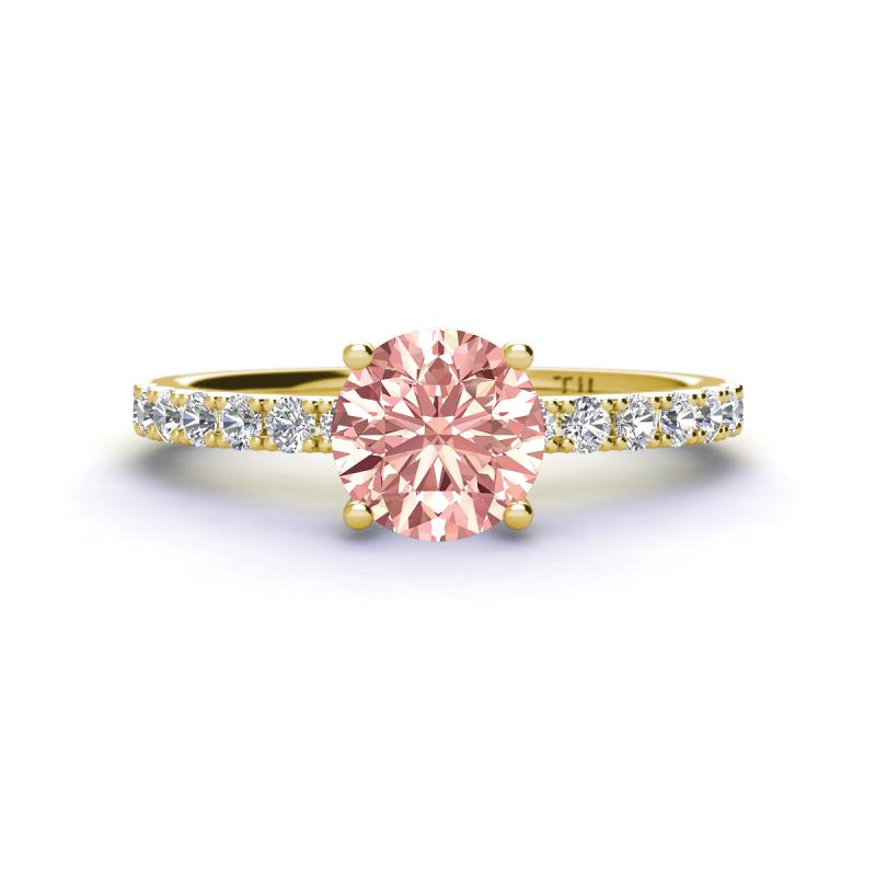 Lillian Desire 6.50 mm Round Morganite and Diamond Engagement Ring 