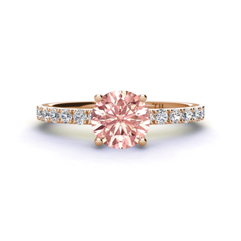 Lillian Desire 6.50 mm Round Morganite and Diamond Engagement Ring 