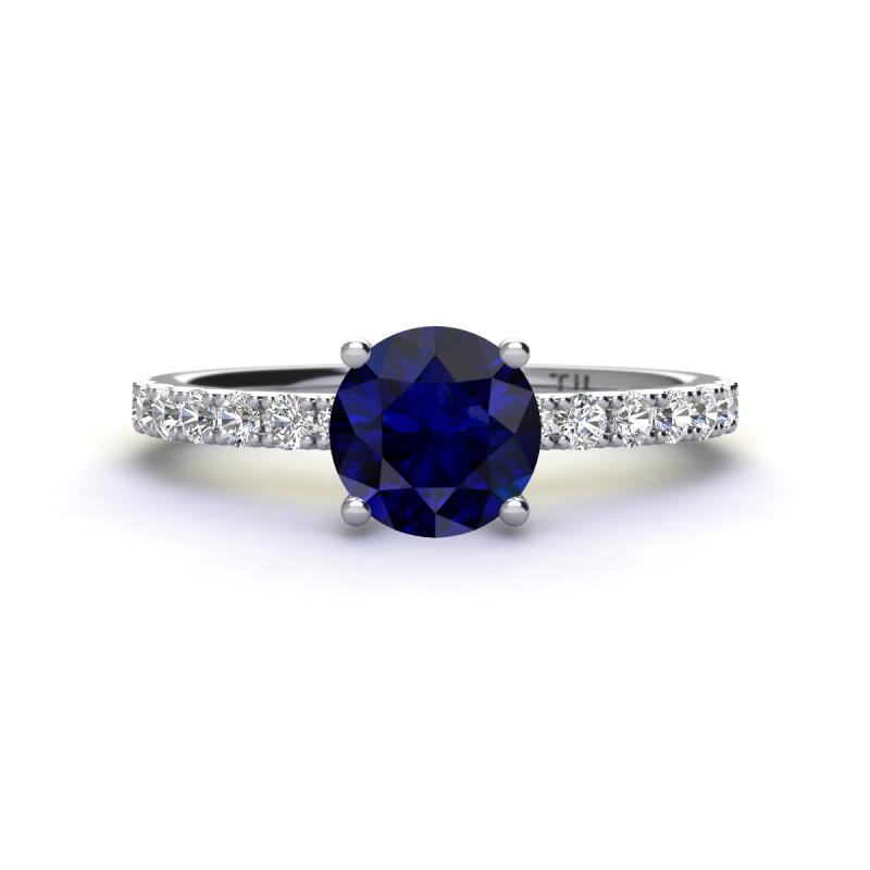 Lillian Desire 6.00 mm Round Blue Sapphire and Diamond Engagement Ring 