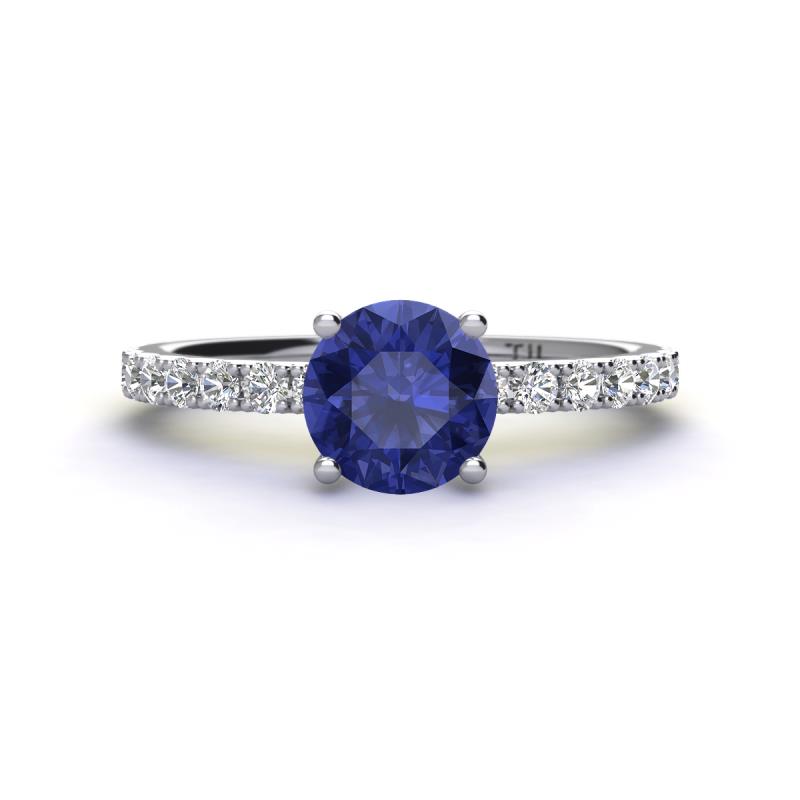 Lillian Desire 6.50 mm Round Iolite and Diamond Engagement Ring 