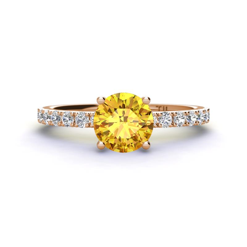 Lillian Desire 6.50 mm Round Citrine and Diamond Engagement Ring 