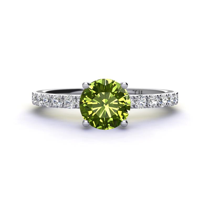 Lillian Desire 6.50 mm Round Peridot and Diamond Engagement Ring 