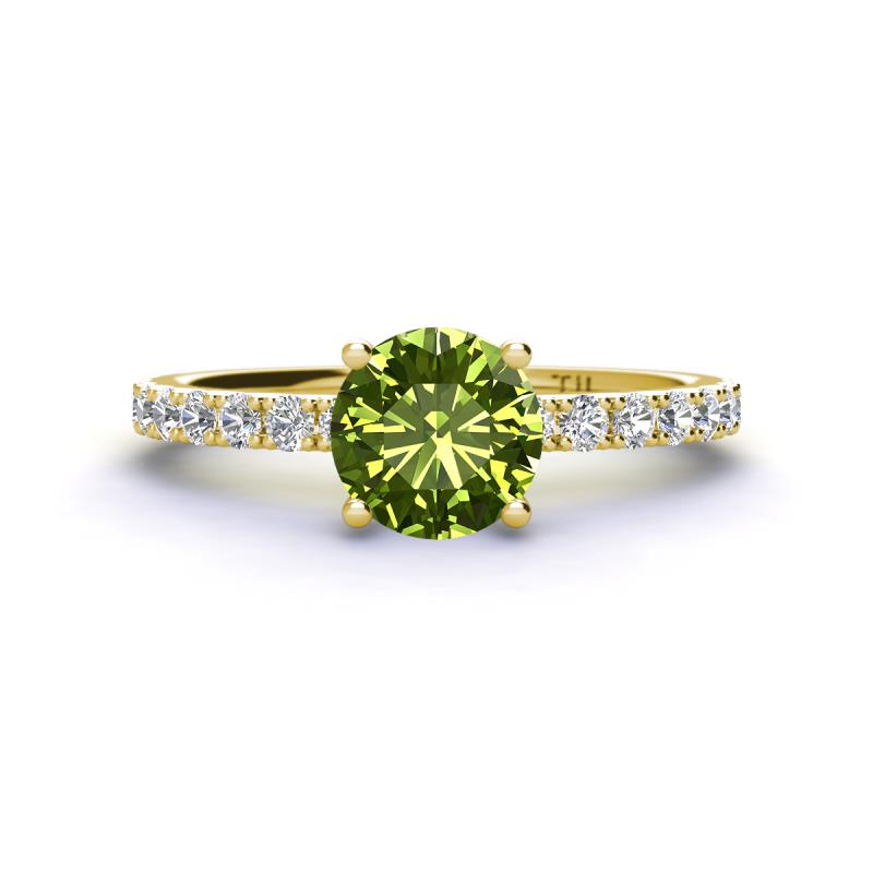 Lillian Desire 6.50 mm Round Peridot and Diamond Engagement Ring 