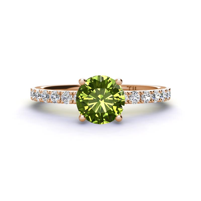 Lillian Desire 6.50 mm Round Peridot and Diamond Engagement Ring 