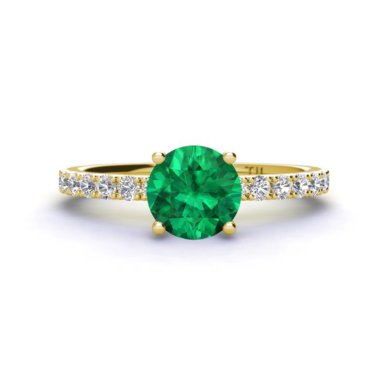 Lillian Desire 6.00 mm Round Emerald and Diamond Engagement Ring 