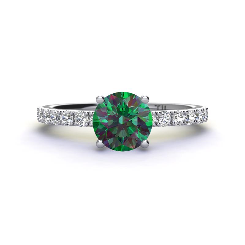 Lillian Desire 6.50 mm Round Diamond and Lab Created Alexandrite Engagement Ring 
