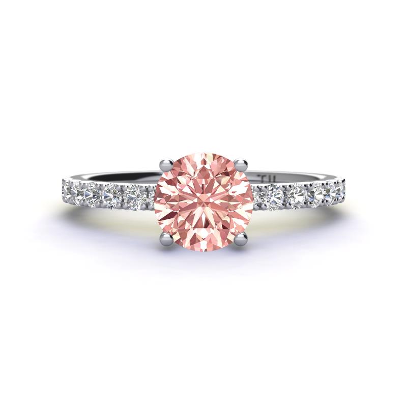Lillian Desire 6.50 mm Round Morganite and Diamond Engagement Ring 