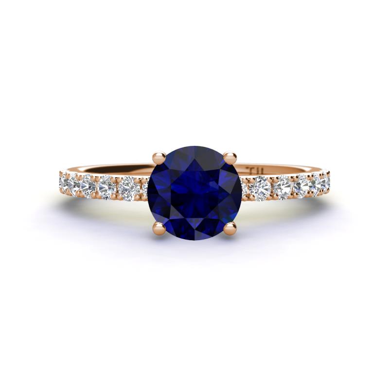 Lillian Desire 6.00 mm Round Blue Sapphire and Diamond Engagement Ring 