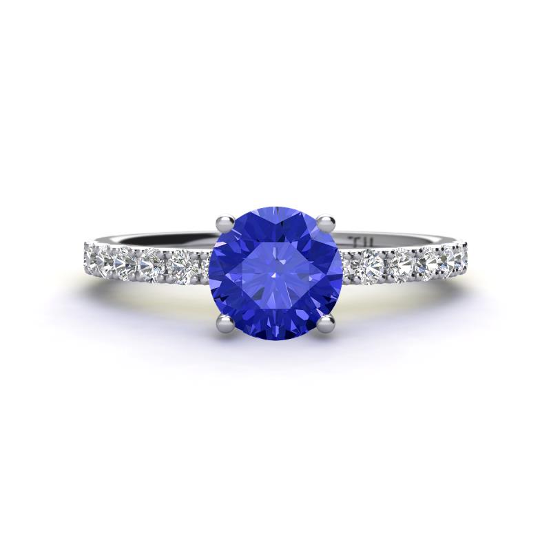 Lillian Desire 6.50 mm Round Tanzanite and Diamond Engagement Ring 