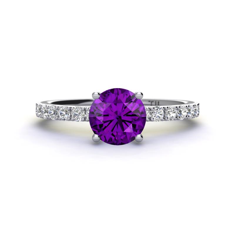 Lillian Desire 6.50 mm Round Amethyst and Diamond Engagement Ring 