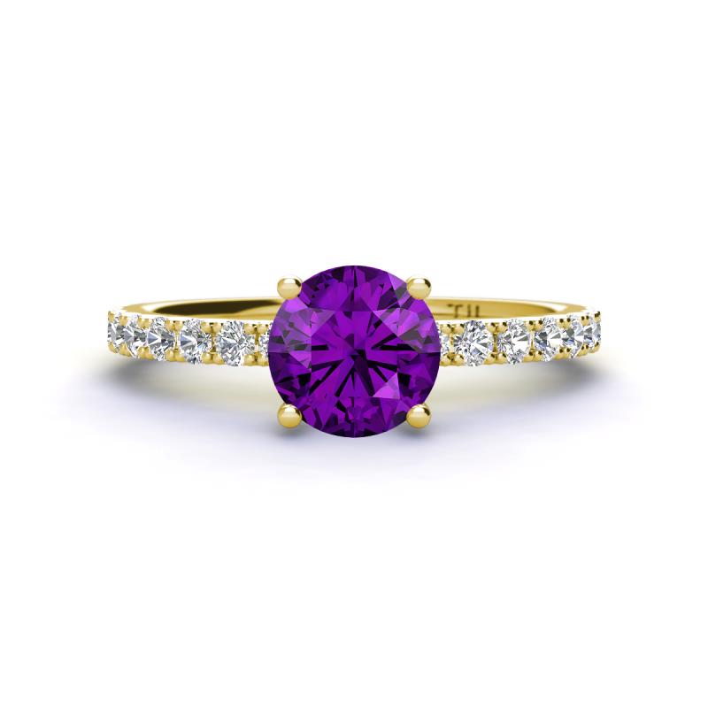 Lillian Desire 6.50 mm Round Amethyst and Diamond Engagement Ring 