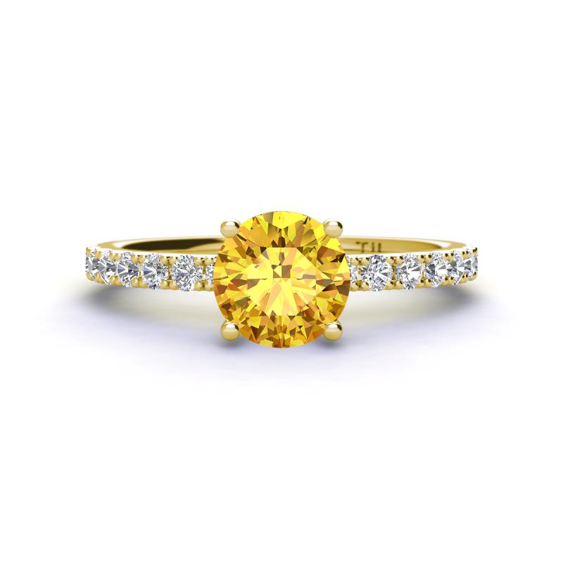 Lillian Desire 6.50 mm Round Citrine and Diamond Engagement Ring 