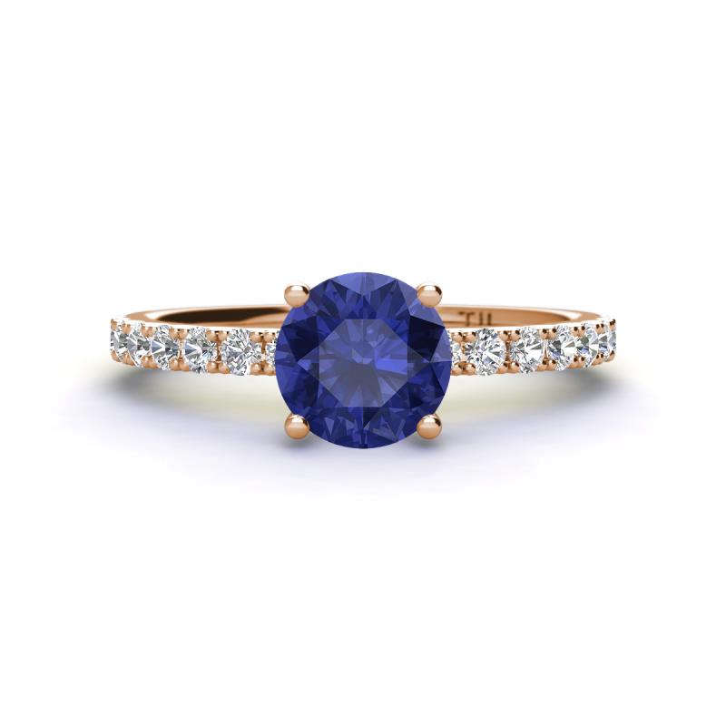 Lillian Desire 6.50 mm Round Iolite and Diamond Engagement Ring 