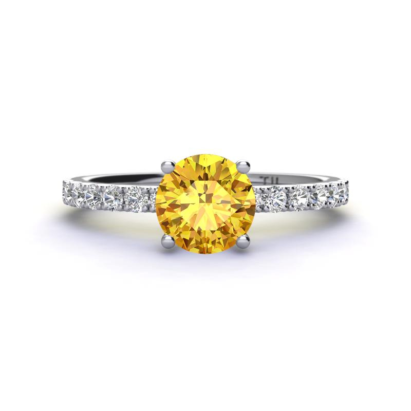 Lillian Desire 6.50 mm Round Citrine and Diamond Engagement Ring 