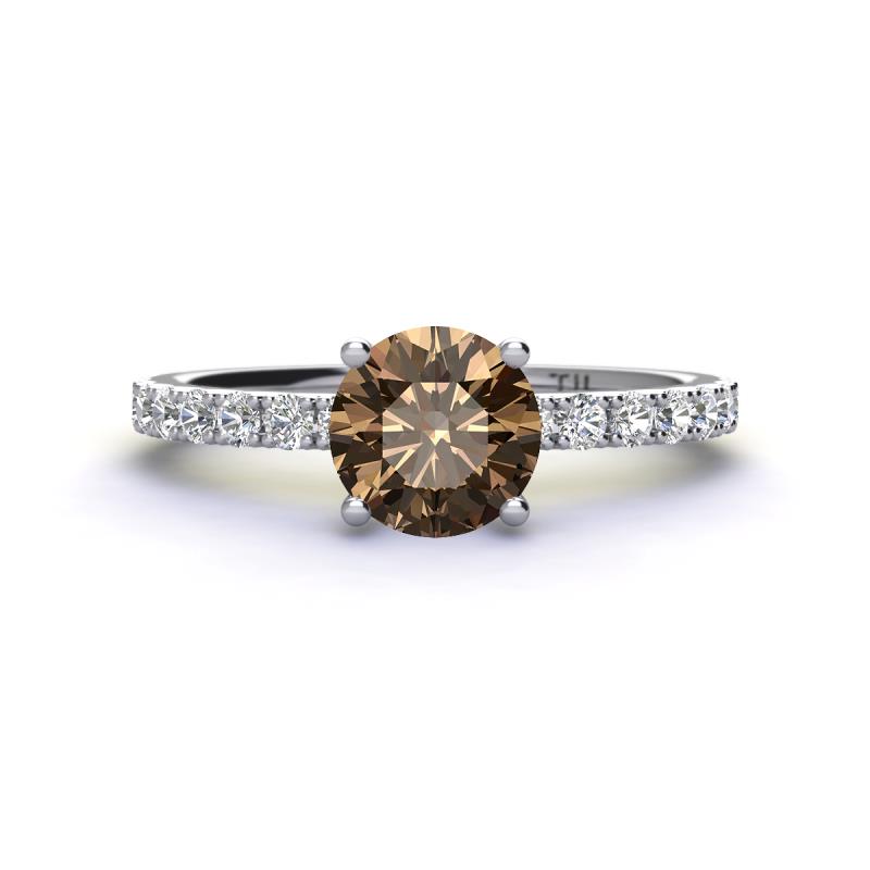Lillian Desire 6.50 mm Round Smoky Quartz and Diamond Engagement Ring 
