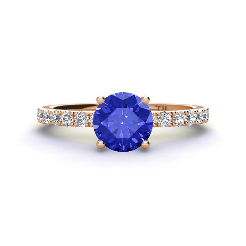 Lillian Desire 6.50 mm Round Tanzanite and Diamond Engagement Ring 