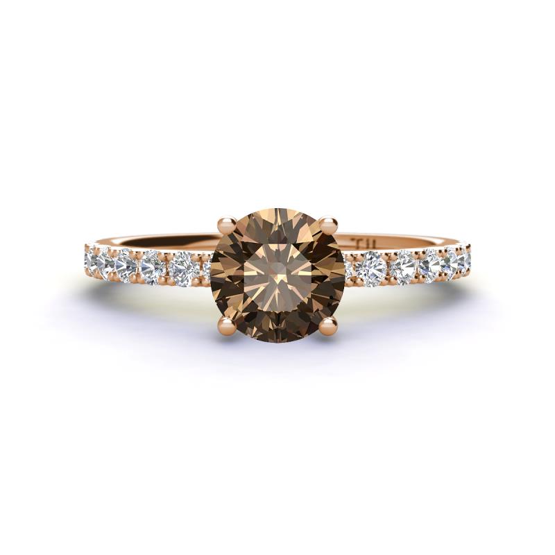 Lillian Desire 6.50 mm Round Smoky Quartz and Diamond Engagement Ring 