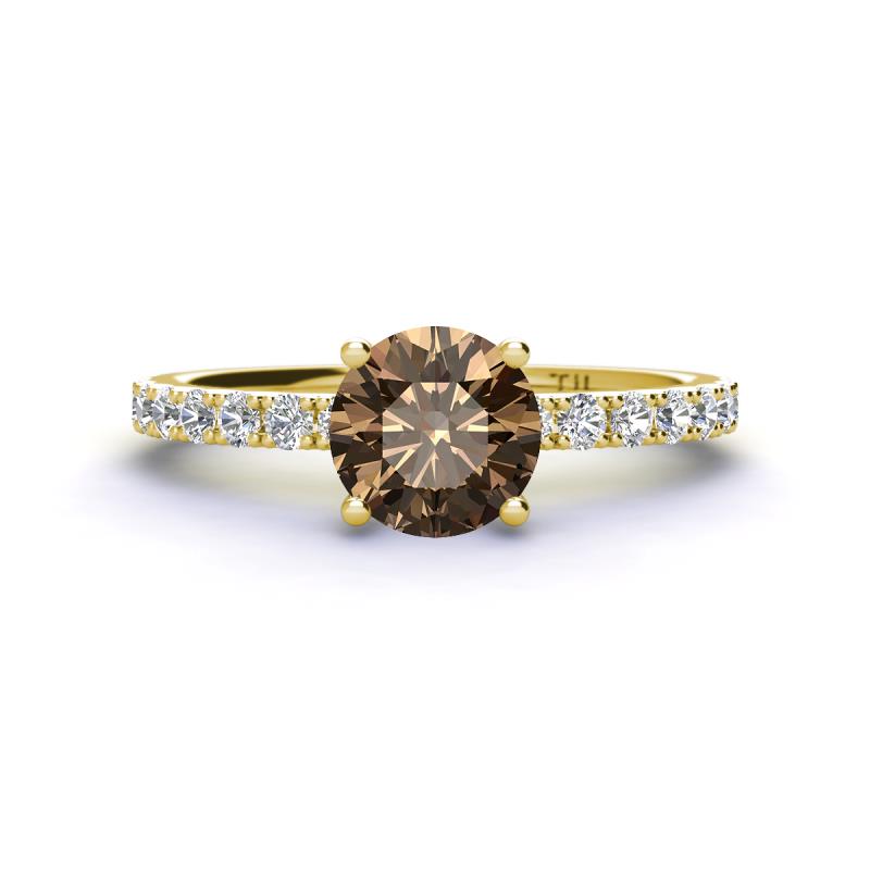 Lillian Desire 6.50 mm Round Smoky Quartz and Diamond Engagement Ring 