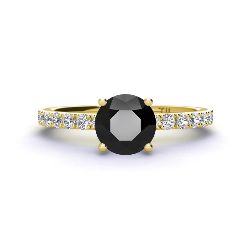 Lillian Desire 6.00 mm Round Black and White Diamond Engagement Ring 