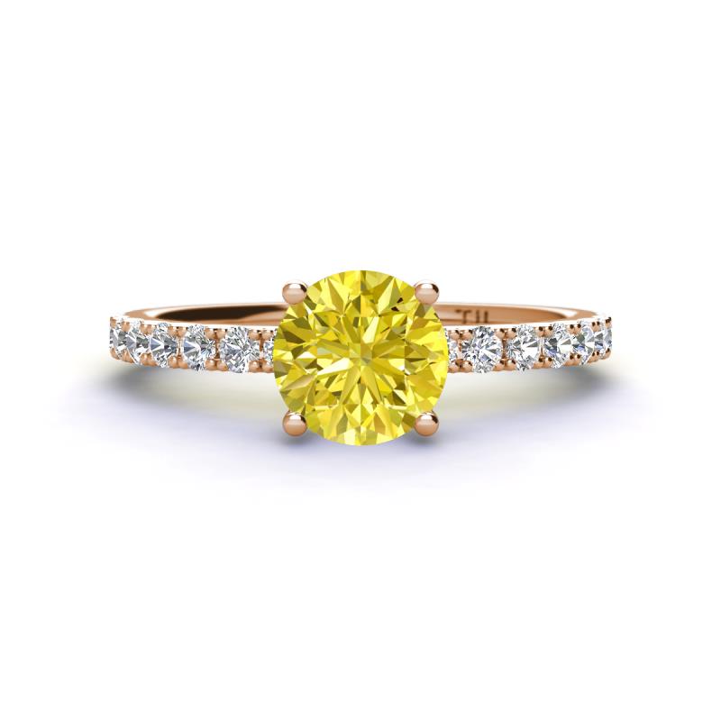 Lillian Desire 6.50 mm Round Yellow and White Diamond Engagement Ring 