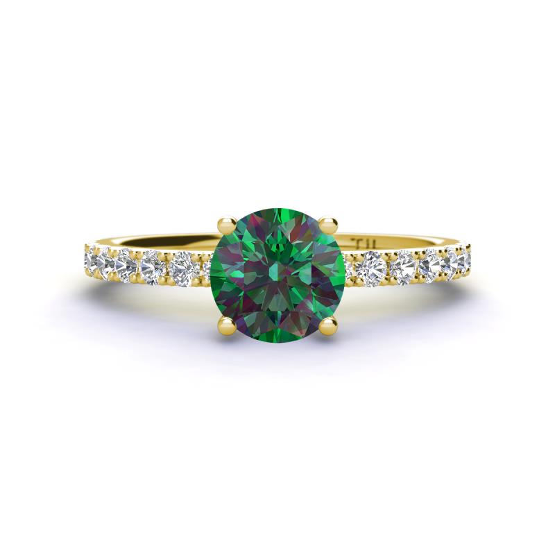Lillian Desire 6.50 mm Round Diamond and Lab Created Alexandrite Engagement Ring 