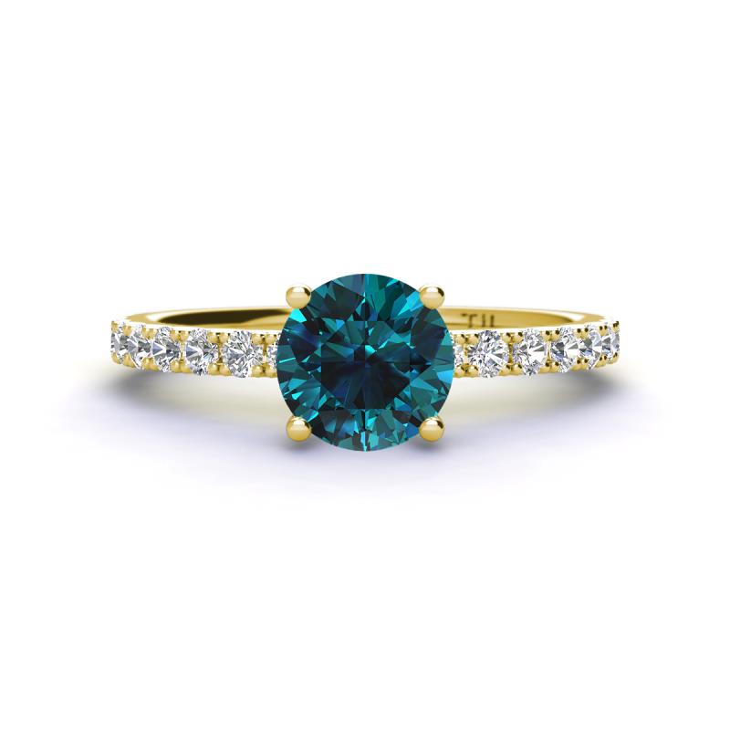 Lillian Desire 6.50 mm Round Blue and White Diamond Engagement Ring 