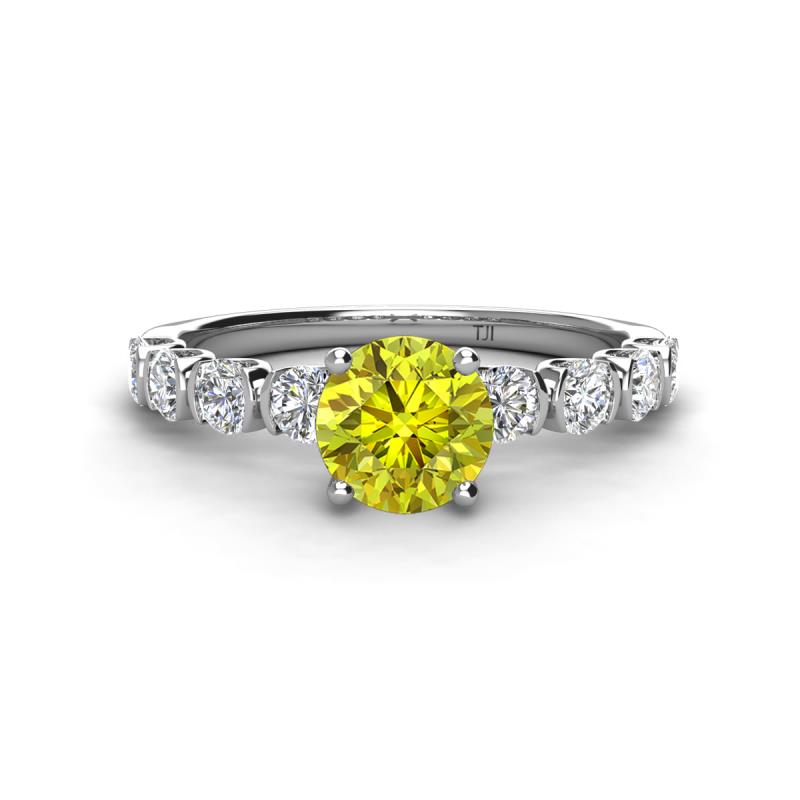 Julian Desire 6.50 mm Round Yellow and White Diamond Engagement Ring 