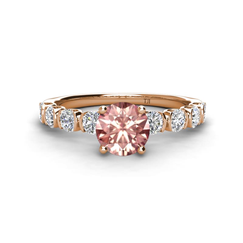 Julian Desire 6.50 mm Round Morganite and Bezel Set Diamond Engagement Ring 
